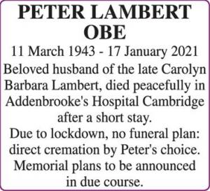 PETER LAMBERT OBE