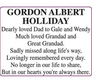 GORDON ALBERT HOLLIDAY