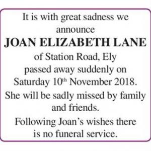 JOAN ELIZABETH LANE